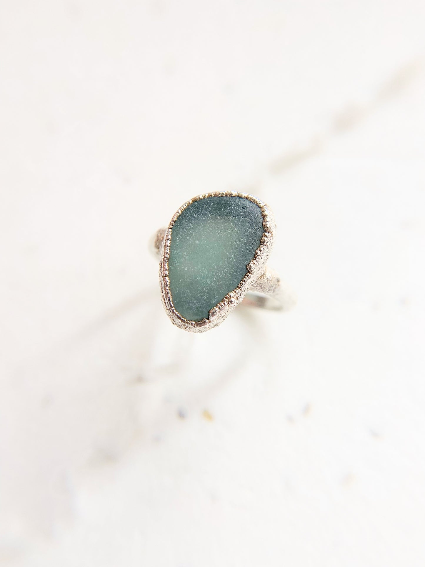 Blue Sea Glass Ring