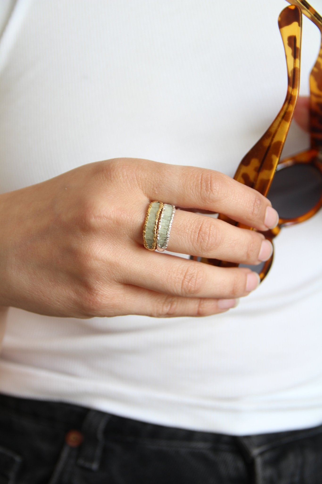 Kyanite Cigar Ring - Green - Oggie and Co