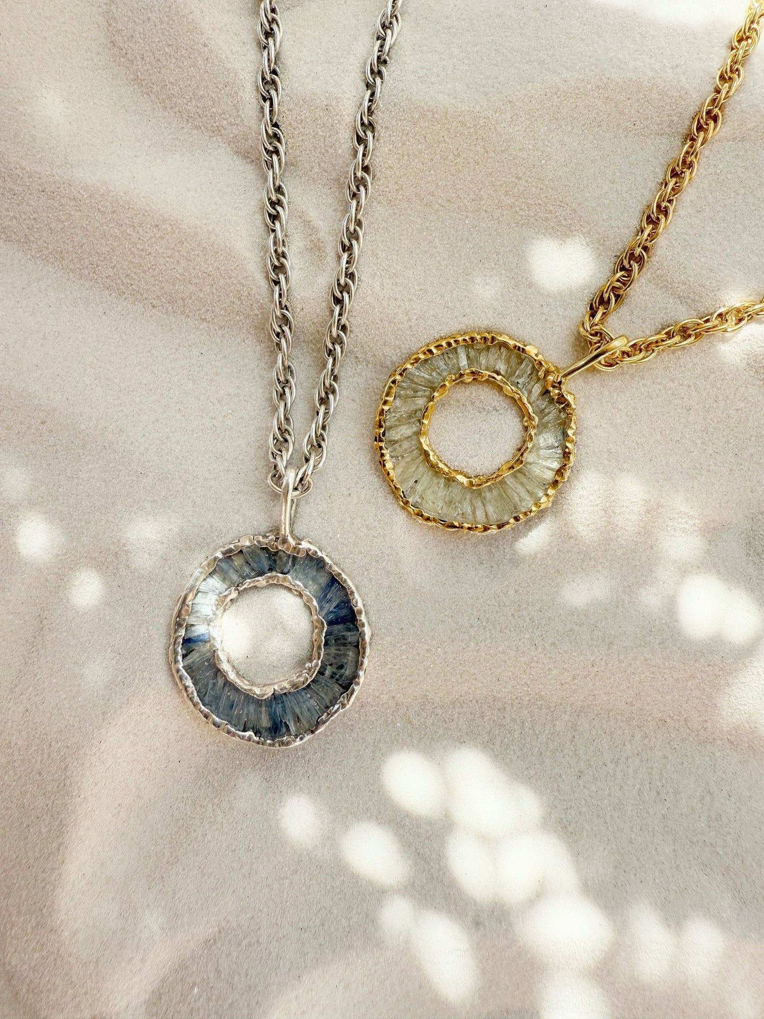 Kyanite Halo Necklace - Blue - Oggie and Co