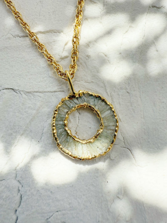Kyanite Halo Necklace - Green - Oggie and Co