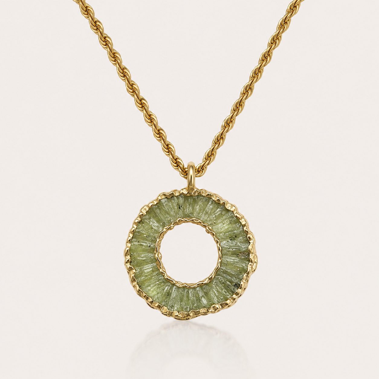 Kyanite Halo Necklace - Green