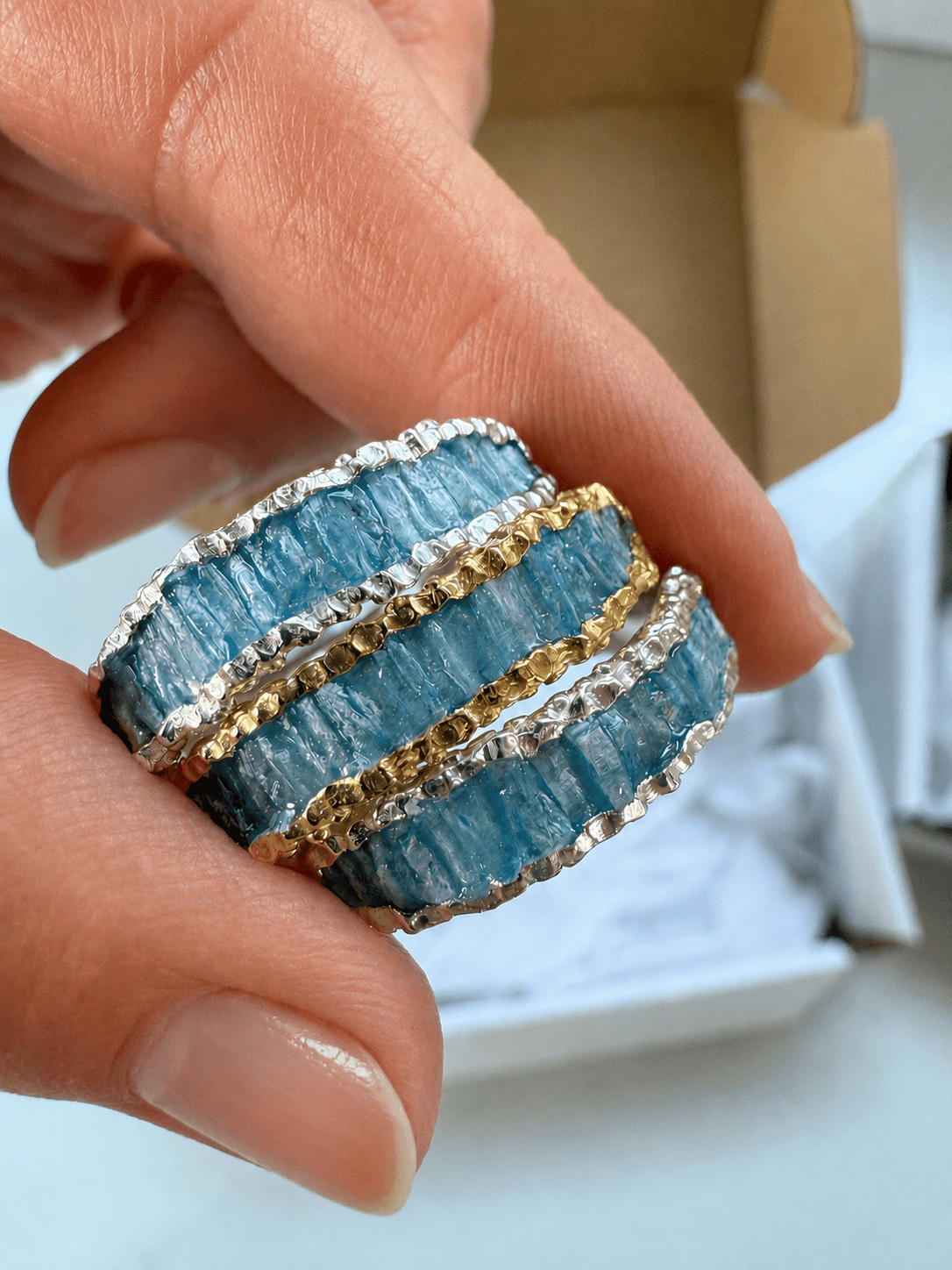 Kyanite Cigar Band Ring - Blue - Oggie and Co