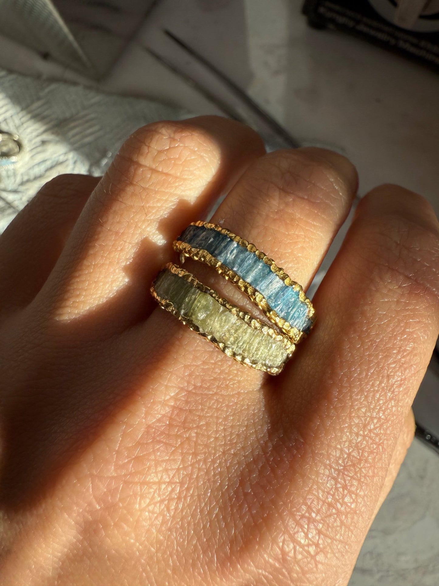 Kyanite Cigar Band Ring - Blue - Oggie and Co