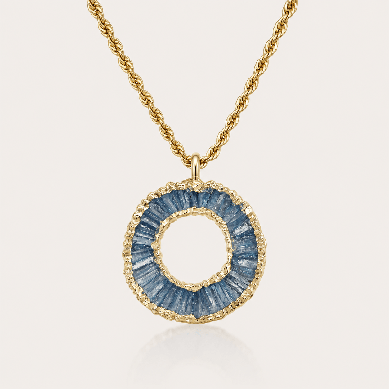 Kyanite Halo Necklace - Blue - Oggie and Co