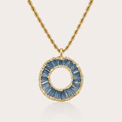 Kyanite Halo Necklace - Blue - Oggie and Co