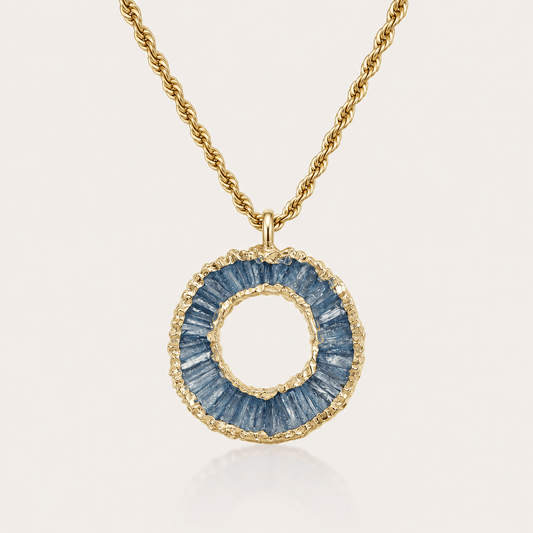 Kyanite Halo Necklace - Blue - Oggie and Co