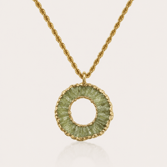 Kyanite Halo Necklace - Green - Oggie and Co