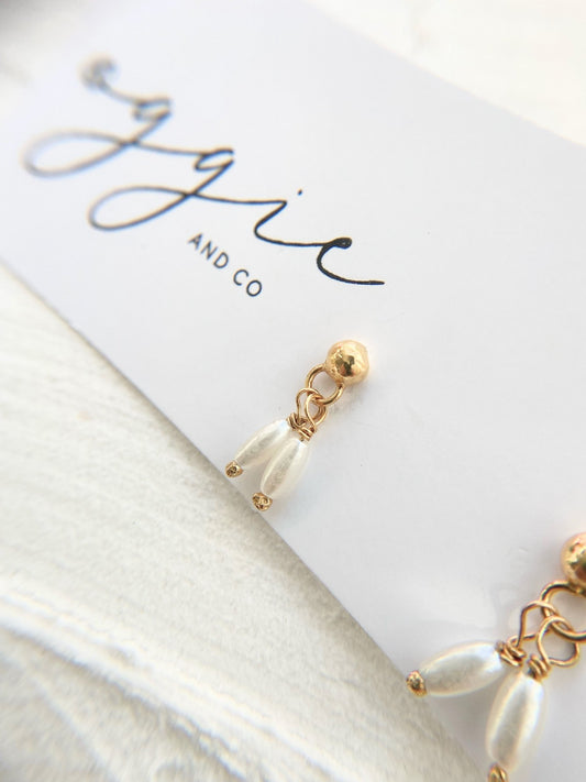 Pearl Drop Earrings - Gold Plated - Oggie and Co