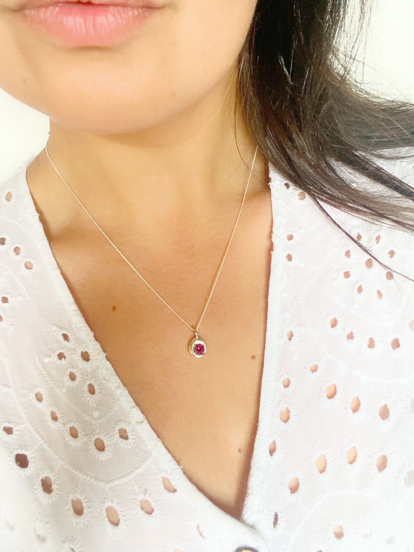 Ruby Cluster Necklace
