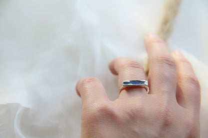 Elegant Blue Bar Ring