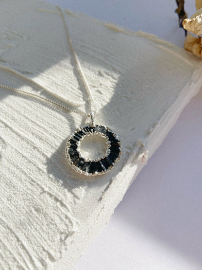 Raw Black Kyanite Necklace